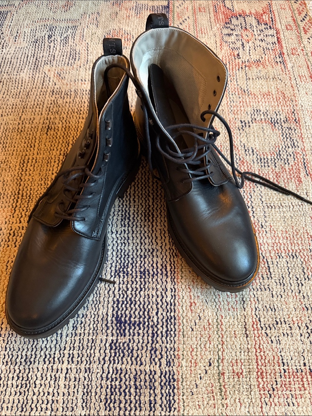 All Saints Black Leather Lace-Up Chukka Boots